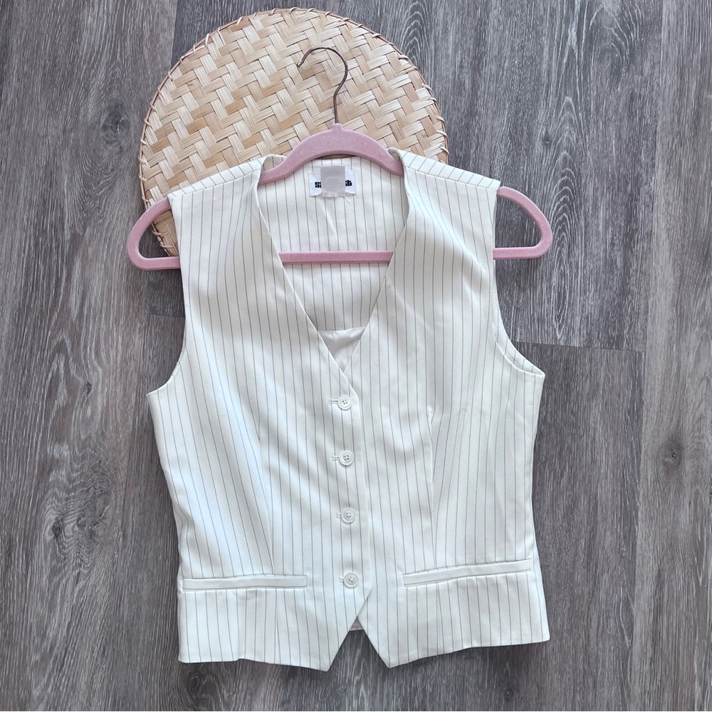 Saint art pinstripe tuxedo vest top